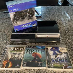 Sony PlayStation 3 PS3 Fat 80GB Black w/ Cords CECHL01 3 Games and Controller